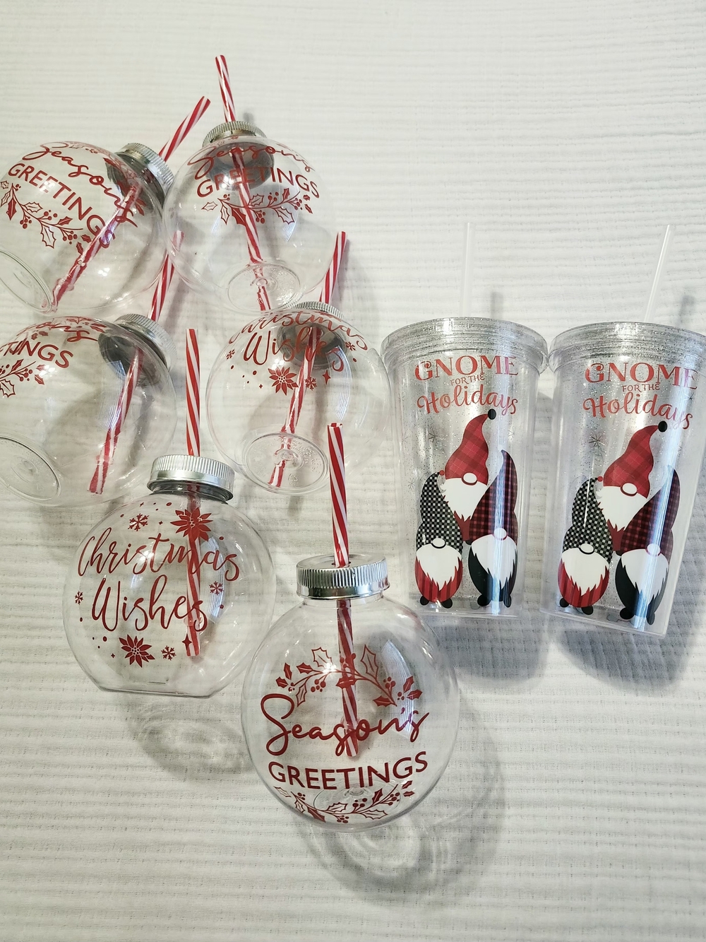 Holiday Ornament Sipper Cups – Red Gnome & Seasons Greetings